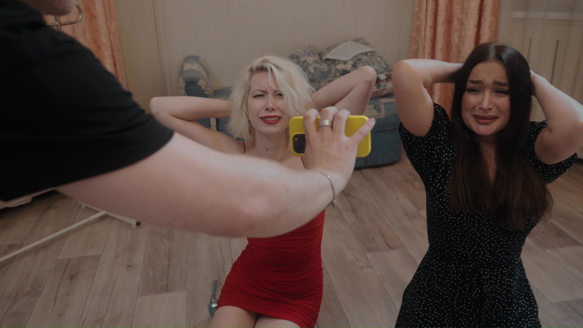 a man's hand reaches out